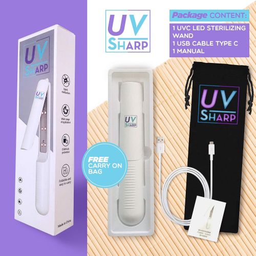  UV SHARPS - UVC Light Disinfecting Wand - Premium Quality - Good For Disinfecting All House Hold Items - Cell Phones, Keys, Light Switches, Baby Products, Laptops And More! Portabl