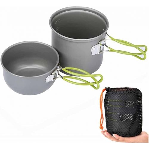  UXZDX CUJUX Camping Cookware Pots and Pans Set Nonstick with Mesh Bag Utensil Tableware Camping Equipment for Backpacking Hiking Picnic