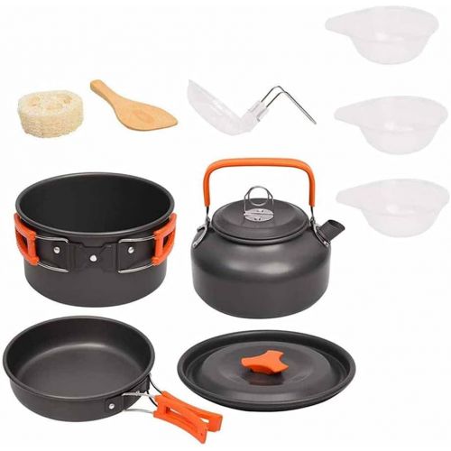  UXZDX CUJUX Camping Cookware Kit Outdoor Aluminum Cooking Set Water Kettle Pan Pot Travelling Hiking Picnic BBQ Tableware Equipment (Color : B)