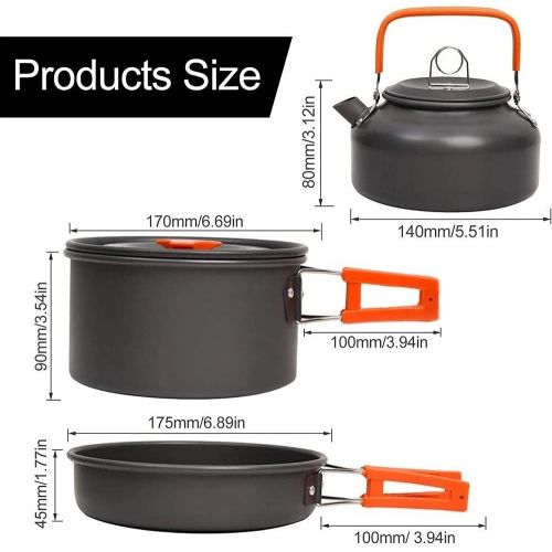  UXZDX CUJUX Camping Cookware Kit Outdoor Aluminum Cooking Set Water Kettle Pan Pot Travelling Hiking Picnic BBQ Tableware Equipment (Color : B)