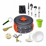 UXZDX CUJUX Camping Cookware Kit Outdoor Aluminum Cooking Set Travelling Hiking Picnic BBQ Tableware Equipment Kettle Pots Kitchenware (Color : A)