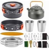 UXZDX CUJUX Camping Cookware Kit Outdoor Aluminum Cooking Set Picnic Cooking Pots Water Kettle Pans Set with Stove Kettle (Color : A)