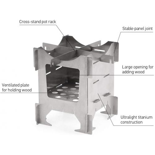  UXZDX CUJUX Lightweight Titanium Folding Wood Stove Outdoor Camping Stove Picnic Cooking Backpacking Furnace Outdoor Camping Stove