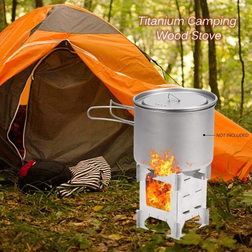  UXZDX CUJUX Lightweight Titanium Folding Wood Stove Outdoor Camping Stove Picnic Cooking Backpacking Furnace Outdoor Camping Stove