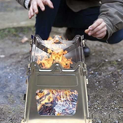  UXZDX CUJUX Stainless Steel Folding Wood Stove Camping Stove Outdoor Picnic Stove Portable Card Stove Lightweight Picnic Bonfire Pit Grill