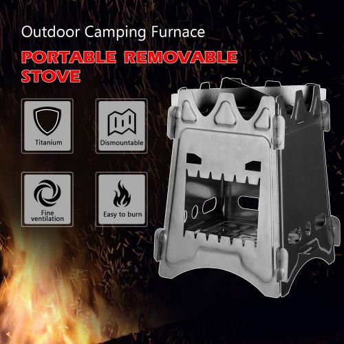  UXZDX CUJUX Camping Stove Detachable Wood Stove Burner Furnace Picnic Ultralight Folding BBQ Stainless Steel Titanium Camping Equipments (Color : Stainless Steel)