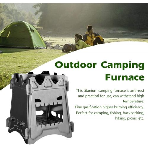  UXZDX CUJUX Camping Stove Detachable Wood Stove Burner Furnace Picnic Ultralight Folding BBQ Stainless Steel Titanium Camping Equipments (Color : Stainless Steel)