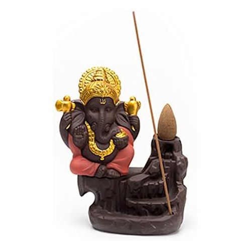  인센스스틱 UXZDX Zisha Ganesha Mammon Censer Backflow and Stick Incense Burner Southeast Asia Buddhas Decoration Statue Ceramic Ornaments (Color : C, Size : 11cm9.5cm)