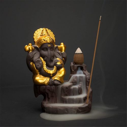  인센스스틱 UXZDX Zisha Ganesha Mammon Censer Backflow and Stick Incense Burner Southeast Asia Buddhas Decoration Statue Ceramic Ornaments (Color : C, Size : 11cm9.5cm)