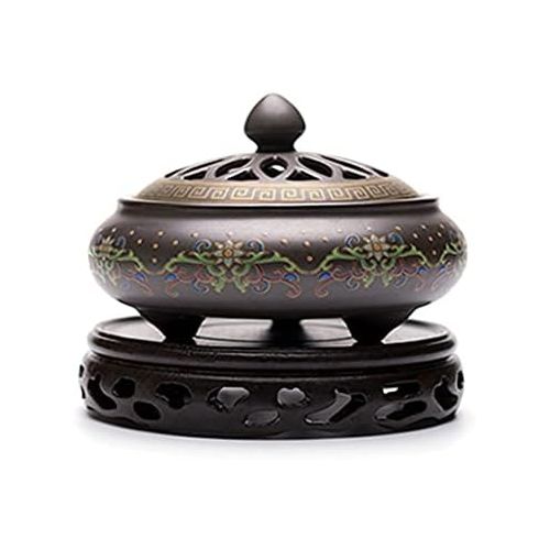  인센스스틱 UXZDX Cloisonne Ceramic Incense Burner Painted Coil Censer Sandalwood Ceramic Home Decoration Zen Stick Incense Holder (Color : B, Size : 12cm7.5cm)