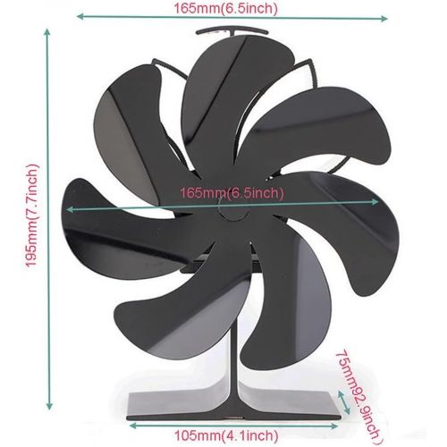  UXZDX CUJUX 6 Blades Heat Powered Stove Fan Black Home Fireplace Fan Quiet Log Wood Burner Efficient Heat (Color : Black, Size : 19x13x16CM)