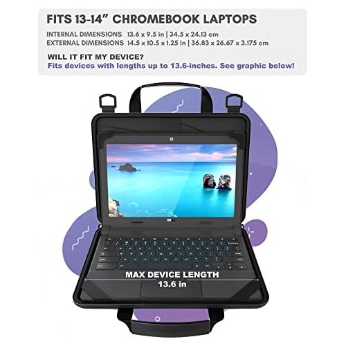  [아마존베스트]UZBL 13-14 inch Work-in Chromebook Laptop Case with Pouch and Shoulder Strap