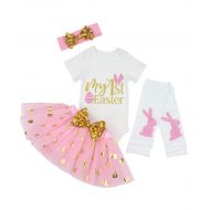 Uaena Baby Girls My 1st Easter Tutu Romper Dress Short Bodysuit Headband Outfit for 3 6 9 12 Months