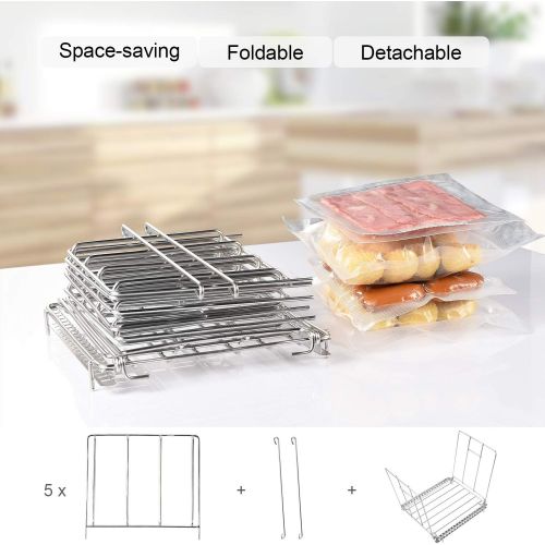  [아마존 핫딜] Uarter Sous Vide Rack Stainless Steel for Anova Cookers with Detachable Dividers and 2 No-Float Middle Top Bars, Adjustable, Collapsible Weight-Added Sou Vide Rack for Most 12qt Co