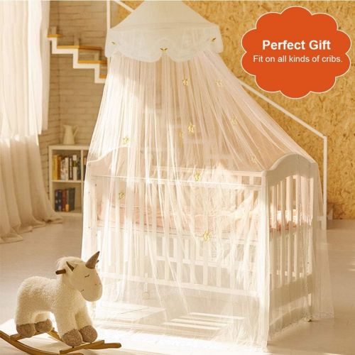  [아마존베스트]Uarter Bed Canopy Mosquito Net for Kids Bed Conical Curtains Kids Play Tent with Stars for Boys and Girls, Installation-Free, Blue/White