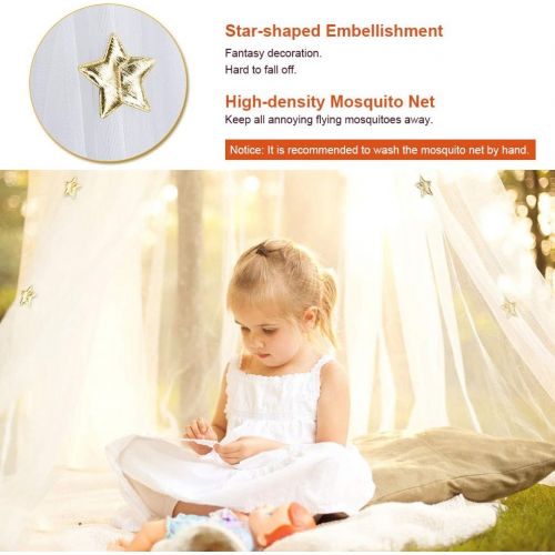  [아마존베스트]Uarter Bed Canopy Mosquito Net for Kids Bed Conical Curtains Kids Play Tent with Stars for Boys and Girls, Installation-Free, Blue/White