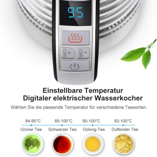  Uarter 1.8L Glas Wasserkocher Elektrischer Wasserkessel Teesieb Einstellbare Temperatur mit automatischer Abschaltung, Warmhaltefunktion und Trockengehschutz, 2000W