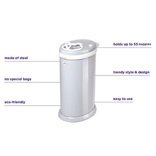  [아마존베스트]Ubbi Steel Odor Locking, No Special Bag Required Money Saving, Awards-Winning, Modern Design Registry Must-Have Diaper Pail, Gray Chevron