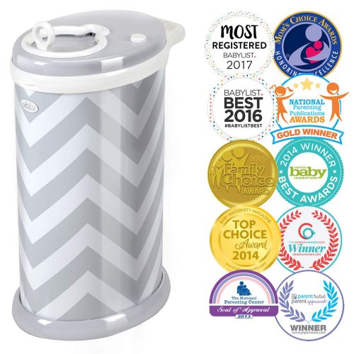  [아마존베스트]Ubbi Steel Odor Locking, No Special Bag Required Money Saving, Awards-Winning, Modern Design Registry Must-Have Diaper Pail, Gray Chevron