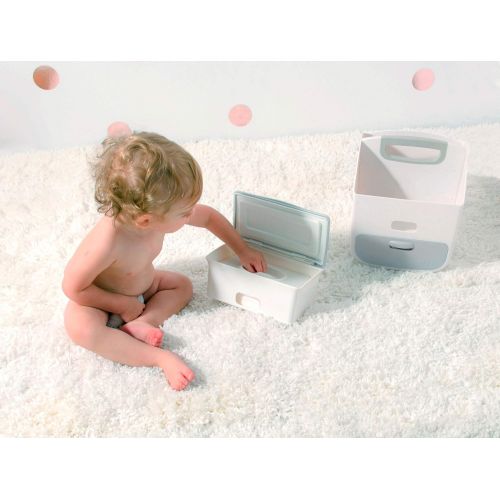  [아마존베스트]Ubbi Baby Wipes Dispenser | Baby Wipes Case | Baby Wipes Holder with Weighted Plate, Keeps Wipes Fresh and Non-Slip Rubber Feet, Gray