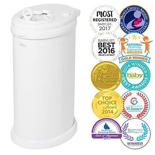  Ubbi Steel Odor Locking, No Special Bag Required Money Saving, Awards-Winning, Modern Design, Registry Must-Have Diaper Pail, White