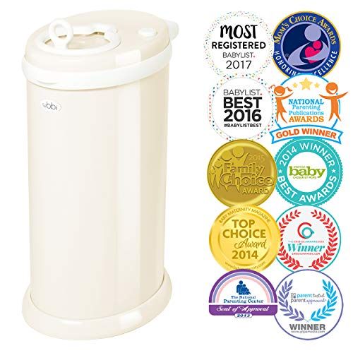  Ubbi Steel Odor Locking, No Special Bag Required Money Saving, Awards-Winning, Modern Design Registry Must-Have Diaper Pail, Ivory