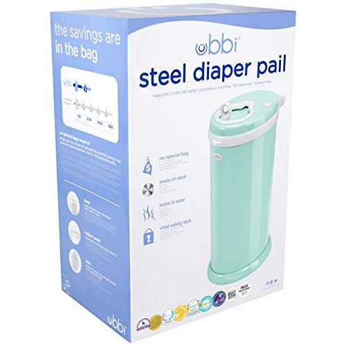  Ubbi Steel Odor Locking, No Special Bag Required Money Saving, Awards-Winning, Modern Design Registry Must-Have Diaper Pail, Mint