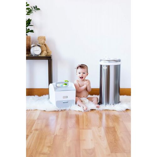  UBBI Stainless Steel Odor Locking, No Special Bag Required Money Saving, Awards-Winning,Modern Design Registry Must-Have Diaper Pail, Chrome