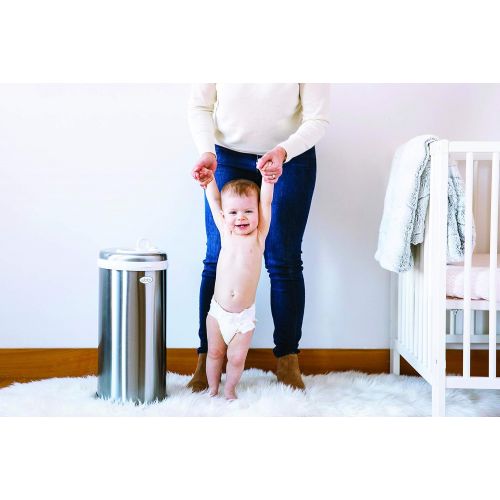  UBBI Stainless Steel Odor Locking, No Special Bag Required Money Saving, Awards-Winning,Modern Design Registry Must-Have Diaper Pail, Chrome