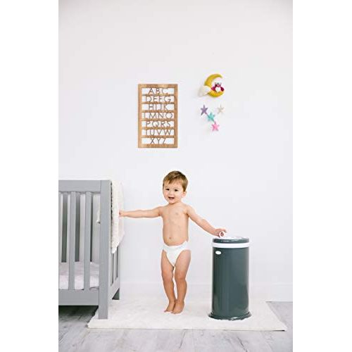  Ubbi Steel Odor Locking, No Special Bag Required, Money Saving, Modern Design, Registry Must-Have Diaper Pail, Slate