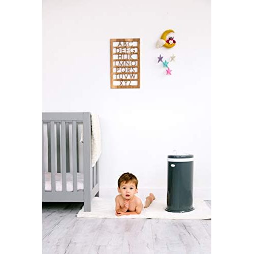  Ubbi Steel Odor Locking, No Special Bag Required, Money Saving, Modern Design, Registry Must-Have Diaper Pail, Slate