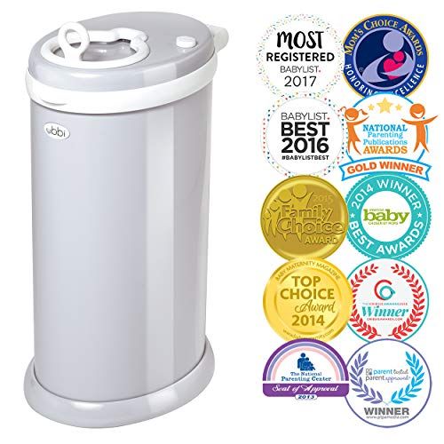  UBBI Steel Odor Locking, No Special Bag Required Money Saving, Awards-Winning, Modern Design Registry Must-Have Diaper Pail, Gray