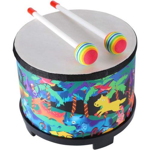  Ubblove Floor Tom Drum for Kids 8 inch Montessori Percussion Instrument Music Drum Toys with 2 Mallets for Baby Children Special Christmas Birthday Gift