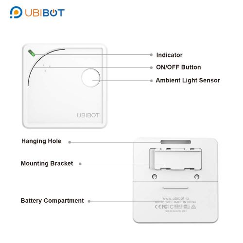  UbiBot WiFi Wireless Thermometer, Remote Temperature, Humidity, Light Monitor, Environment Sensor, Mobile App Alerts (2.4GHz WiFi Only)