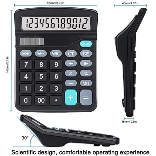  [아마존베스트]Ubidda KK-837-12S ELECTRONIC Calculators, Standard Function Electronics Calculator, 12 Digit Large Lcd Display, Handheld For Daily And Basic Office, Black