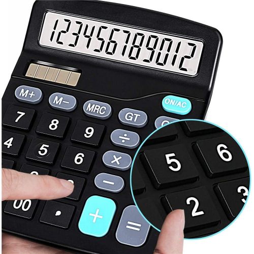  [아마존베스트]Ubidda KK-837-12S ELECTRONIC Calculators, Standard Function Electronics Calculator, 12 Digit Large Lcd Display, Handheld For Daily And Basic Office, Black