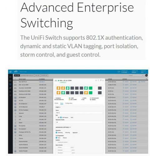  Ubiqui Network UniFi AP AC LR UAP-AC-LR-5 Long Range Wireless Access Point 802.11AC with Managed Switch PoE+ US-16-150W 16-Ports Gigabit Switch