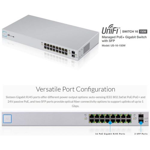  Ubiqui Network UniFi AP AC LR UAP-AC-LR-5 Long Range Wireless Access Point 802.11AC with Managed Switch PoE+ US-16-150W 16-Ports Gigabit Switch