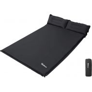 Ubon Double Camping Sleeping Pad Self- Inflating Camping Mattress with Pillows 2 Person Inflatable Comfort Camping Pad for Camping- Black