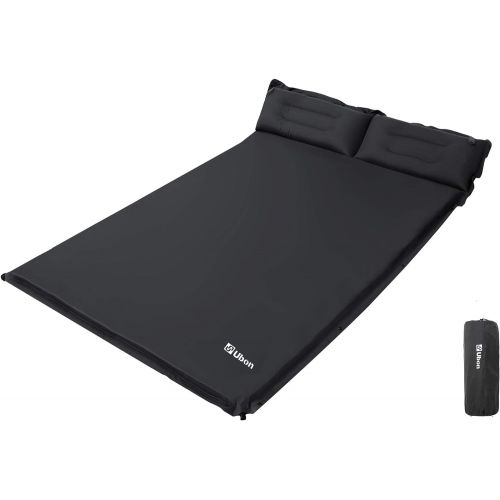  Ubon Double Camping Sleeping Pad Self- Inflating Camping Mattress with Pillows 2 Person Inflatable Comfort Camping Pad for Camping- Black