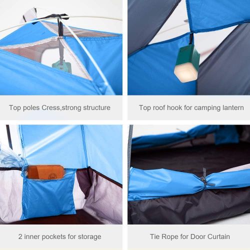  Ubon 2/3 Person Lightweight Instant Tent Durable Pop Up Indoor Tent Portable Outdoor Backyard Tent for Camping Backpacking