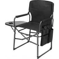 Ubon Steel Frame Portable Director’s Chair Ultra Wide Seat Heave Duty Camping Chair with Attached Table Lightweight Folding Outdoor Chair Side Pockets for Camping Travel Sports
