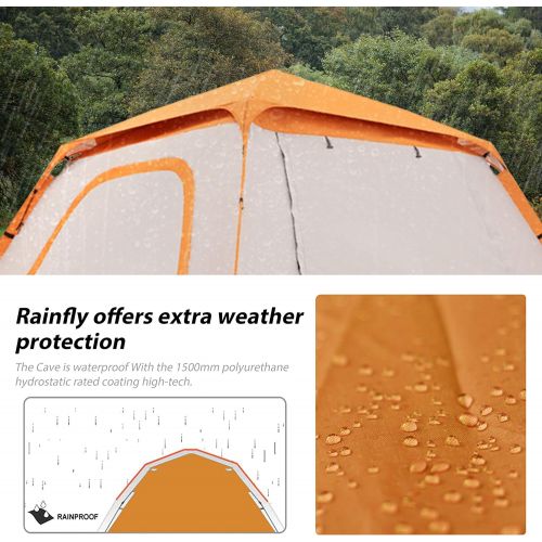  Ubon 4/6/8 Person 60 Seconds Set Up Camping Tent Waterproof Instant Tent with Removable Rainfly, Family Portable Instant Tent Automatic Tent for Camping Hiking Mountaineering