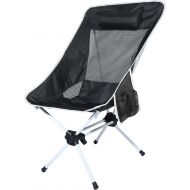 Ubon Compact Folding High Back Camping Chair Lightweight Portable Backpacking Chairs with 2 Side Pockets Black/Gray