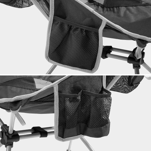  Ubon Compact Folding High Back Camping Chair Lightweight Portable Backpacking Chairs with 2 Side Pockets Black/Gray