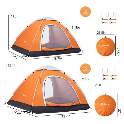  Ubon 2-3 Person Pop up Tent Instant Tent Lightweight Backpacking Tent Camping