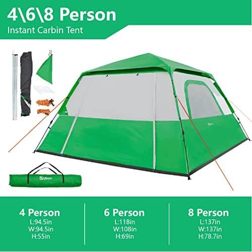  Ubon 4/6/8 Person 60 Seconds Set Up Camping Tent Waterproof Instant Tent with Removable Rainfly, Family Portable Instant Tent Automatic Tent for Camping Hiking Mountaineering