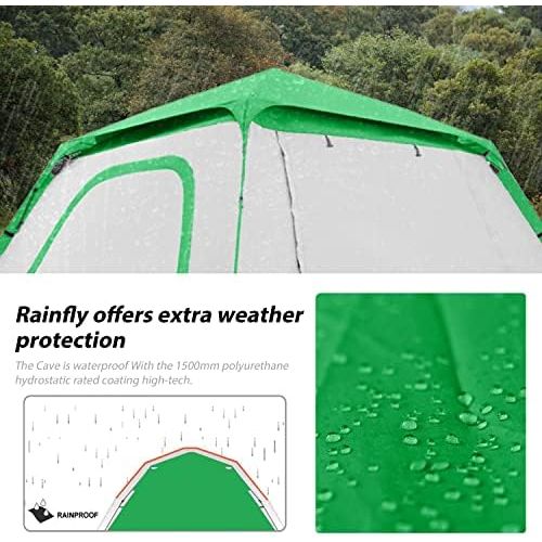  Ubon 4/6/8 Person 60 Seconds Set Up Camping Tent Waterproof Instant Tent with Removable Rainfly, Family Portable Instant Tent Automatic Tent for Camping Hiking Mountaineering