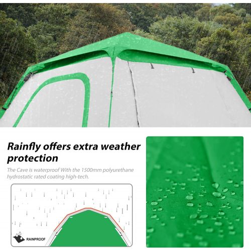  Ubon 4/6/8 Person 60 Seconds Set Up Camping Tent Waterproof Instant Tent with Removable Rainfly, Family Portable Instant Tent Automatic Tent for Camping Hiking Mountaineering