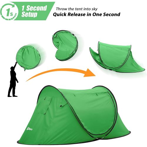  Ubon 2 Person Easy Pop Up Tent One Step Setup Durable Camping Tent Water Resistance Quick Opening Instant Tent Lightweight Popup Tent for Outdoor Camping and Hiking